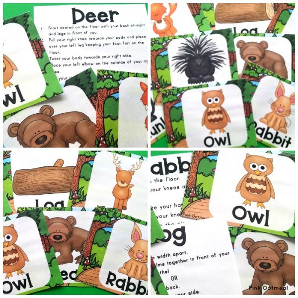 Fun Woodland Themed Yoga Cards and Printables are a great way to add movement to the classroom. Kids will love these fun animal poses including rabbit, fox and owl. Perfect for preschool, kindergarten and up.