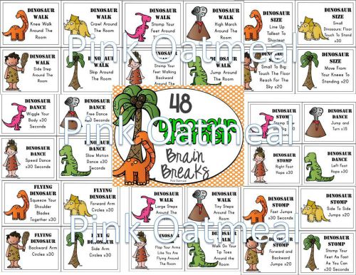 Dinosaurs Movement Cards/Brain Break by Time2Learn