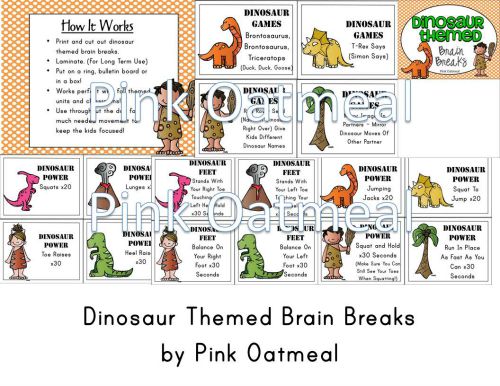 Dinosaurs Movement Cards/Brain Break by Time2Learn