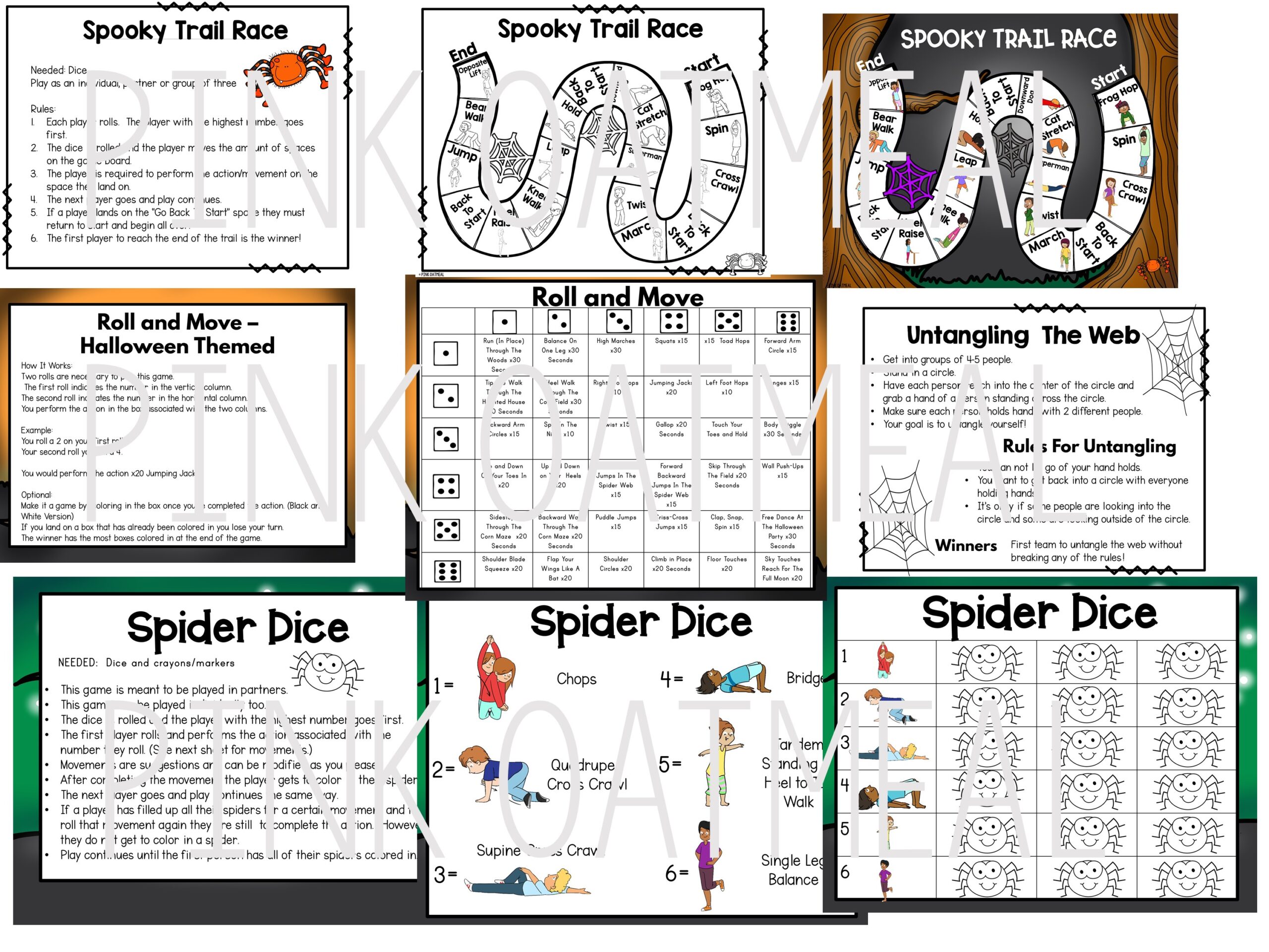 Halloween Roll and Cover Dice Game, Roll and Race