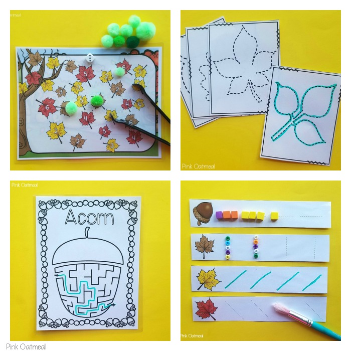 Fall themed fine motor activities! These are perfect for classrooms, occupational therapy, home, morning work and more. These work perfect for preschool fine motor, kindergarten fine motor, and fine motor work in therapy or home. Easy to prep! 