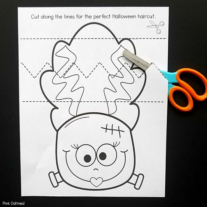 Halloween Fine Motor Scissor Skills Practice - Halloween Haircut