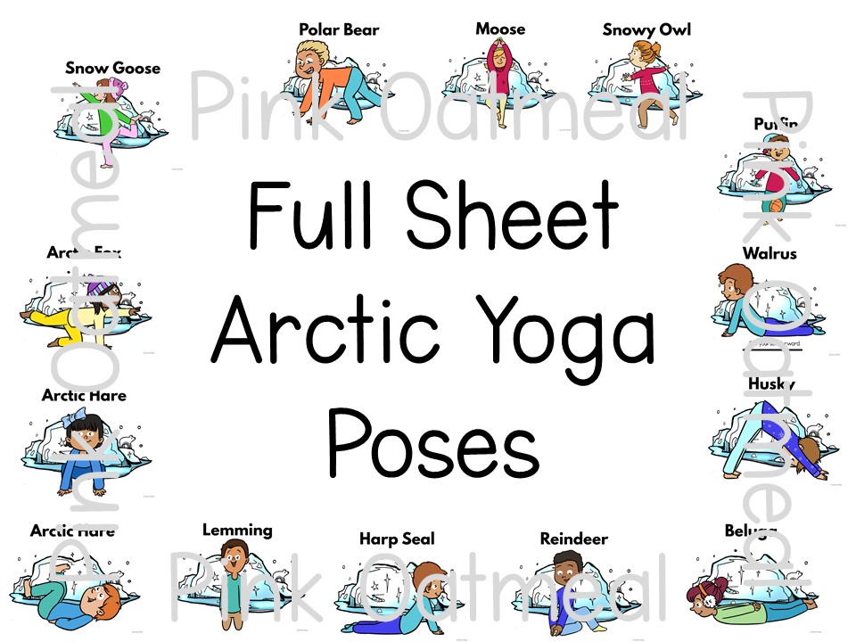 Arctic Animal Yoga - Clip Art Kids - Pink Oatmeal Shop