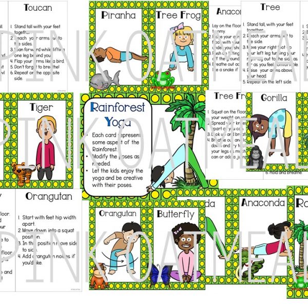Rainforest Yoga - Clip Art Kids - Pink Oatmeal Shop
