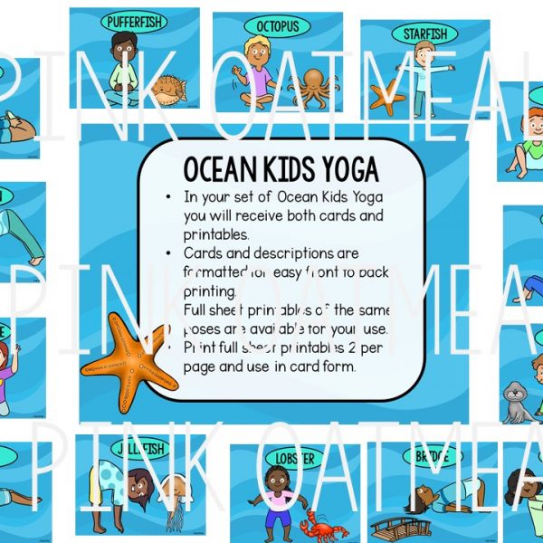Ocean Themed Yoga - Clip Art Kids - Pink Oatmeal Shop