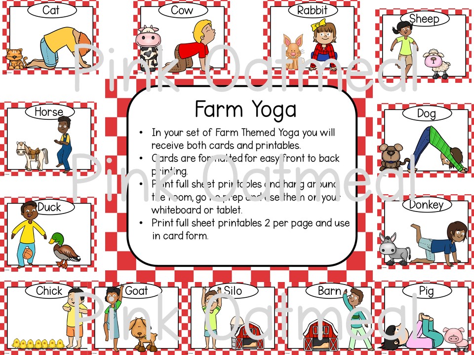 Farm Yoga - Clip Art Kids - Pink Oatmeal Shop