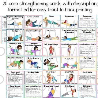 Core Strengthening Cards and Printables For Kids - Pink Oatmeal Shop