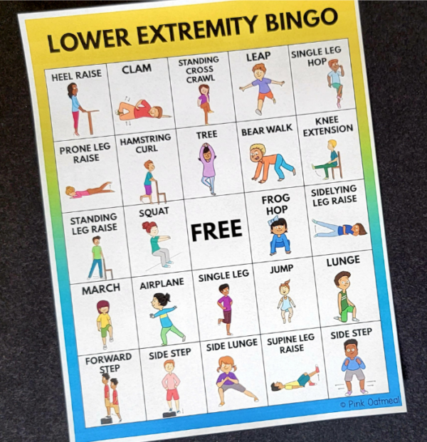 Lower Extremity Strength Bingo Pink Oatmeal Shop