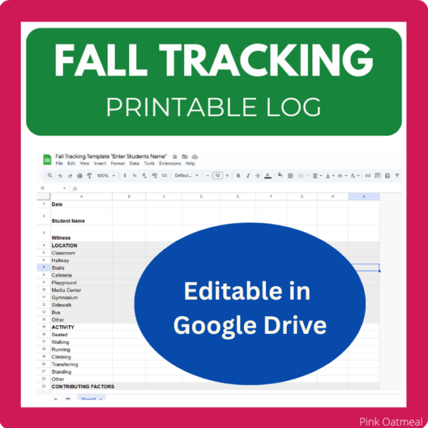 Fall Tracking Log - Designed for Print