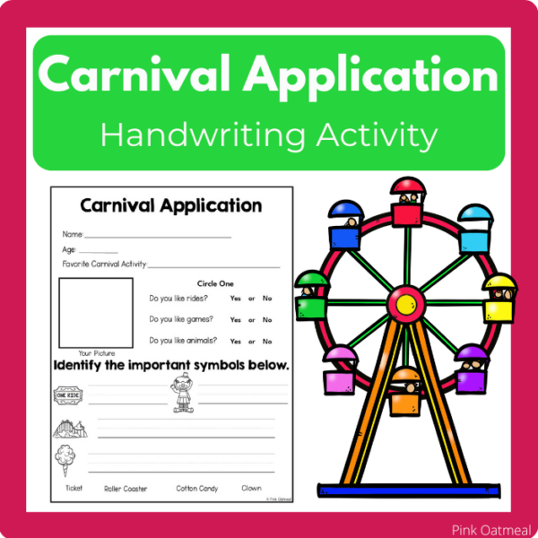 Carnival Application Handwriting Activity