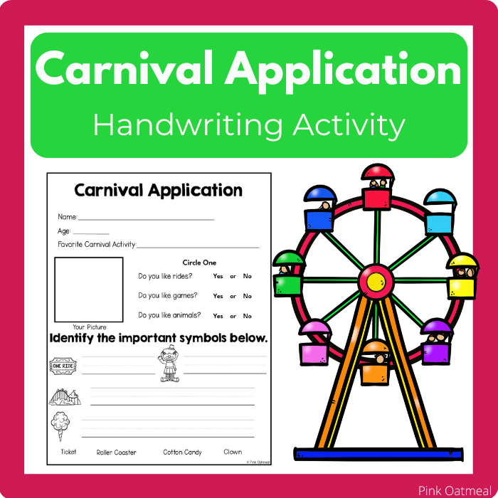 Carnival Application Handwriting Activity