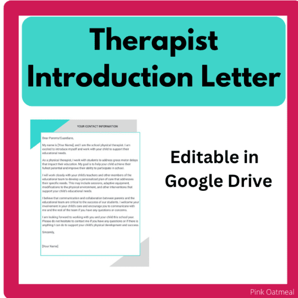 Therapist Introduction Letter -Editable